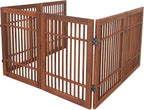 Pet Dog Gate Strong and Durable Freestanding Folding Acacia Hardwood Portable Wooden Fence Indoors or Outdoors by Urnporium (Brown Pet Gate, 6 Panel 24" Tall)
