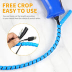 Spiral Cable Wrap, 16.4ft, 33ft Wire Protection Sleeve Cover Cable Organizer Pipe Flexible Spiral Wrap Winding Tube Prevent Cat from Chewing Cables (Blue, 10mm (3/8")-16.4ft)