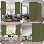 Faux Linen Semi Sheer Room Divider Curtain with Flexible Curtain Track, Light Filtering Privacy Curtain for Patio Sliding Glass Door, Room Dividing, Living Room Bedroom, Olive Green, W72xL96, 1 Panel