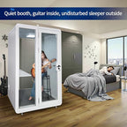 Soundproof Office Pod Booth, Quiet Meeting Pod with Acoustic Panels, Portable Modular Pod, Privacy Booth for Private Phone Calling, One to Two Person Workspace with Sound Isolation W55in D48in H92in