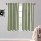 KGORGE Room Darkening Curtains 54 inch Length, Privacy Thermal Insulated Noise Reducing Small Window Treatments for Bedroom Kitchen, Back Tab Rod Pocket, W52 x L54 inches, Sage Green, 2 Panels