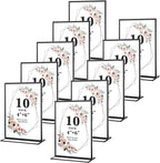 10 Pack Acrylic Sign Holders 4x6 Photo Frames, Double Sided Picture Frame, Clear Wedding Table Number Holder, Table Menu Display Holders for Restaurant Signs, Party and Office Photos, Black