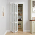 Bifold Doors for 32" x 80" Opening, 3-lite Tempered Frosted Glass Closet Folding Doors with Hardware kit Included, Easy Assembly, White