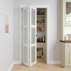 Bifold Doors for 36" x 80-3/4" Opening, 3-lite Tempered Frosted Glass Closet Folding Doors with Hardware kit Included, Easy Assembly, White