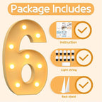 Marquee Numbers 3 Feet Tall Large Light Up Numbers 6th 16th Sweet Sassy and Six Birthday Decorations Big Yellow Light Outdoor Anniversary Decorations Balloon Arch Kit Party Backdrop 6