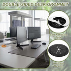 PATIKIL Desk Grommet 2-3/8", 4 Pcs Round Cable Grommet Cord Hole Cover with Adhesive Tape Flexible Table Wire Organizer for Office Home Table Countertop, Black