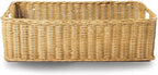 The Basket Lady Long Low Wicker Basket, Extra Large, 28.5 in L x 15 in W x 9 in H, Sandstone