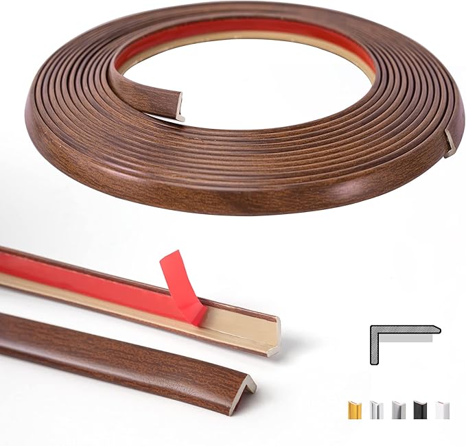 Art3d 20ft Outside Vinyl Corner Trim Peel and Stick for Tile and Wall Edges, Furniture Decoration, Cherry