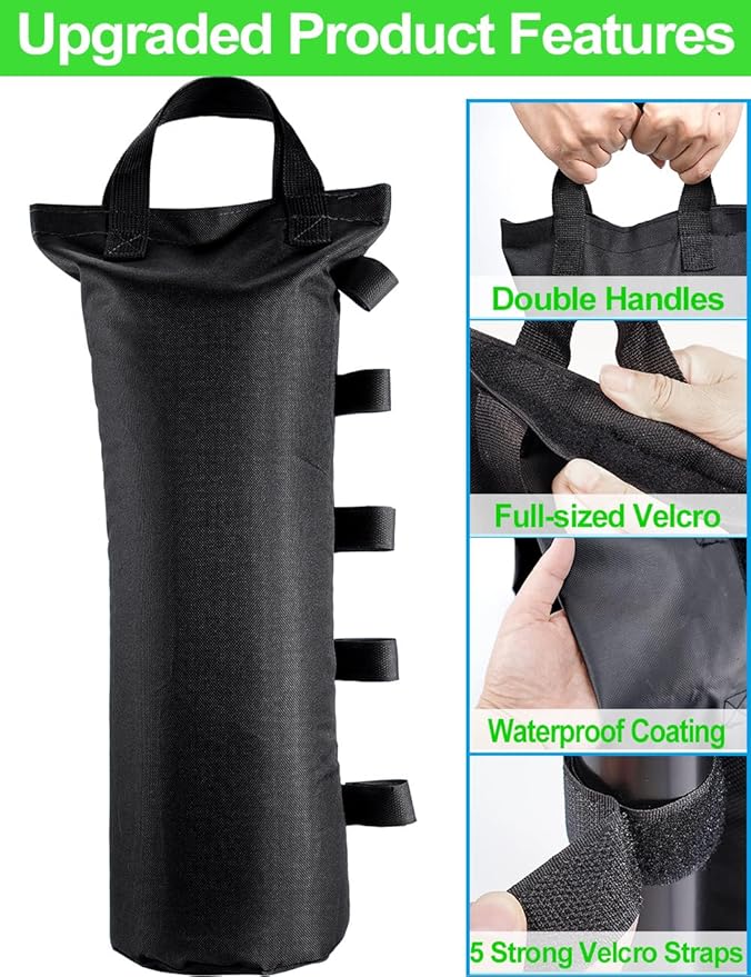 120LBS Extra Large Heavy Duty Canopy Weights Sand Bags for Ez Pop Up Canopy Tent Gazebo Outdoor Instant Sun Shelter Patio Umbrella, Upgraded 5 Full-Sized Magic Stick and 2 Nylon Handles, 4Pack