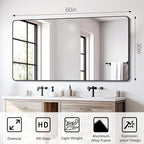 FORBATH Bathroom Mirror 30" X 60"，Large Rectangular Wall Mirror, Black Metal Framed Rounded Corner Wall Mounted Mirror for Bathroom Bedroom Entryway Decor(Horizontal/Vertical)