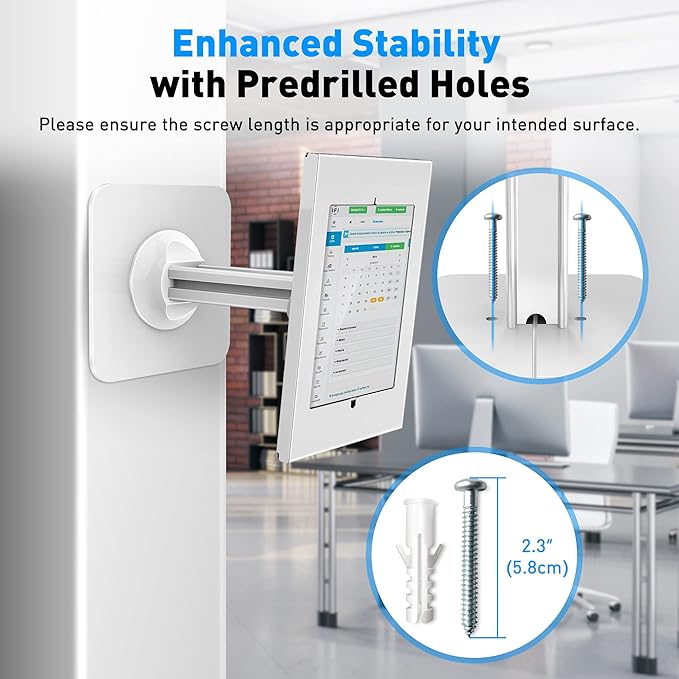 AboveTEK Anti-Theft iPad Kiosk Stand – POS iPad Security Stand & Locking Tablet Holder – Heavy Duty Base, 360° Swivel, 75° Tilt Bracket – Perfect for Retail Business (White)