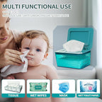 Wipes Dispenser, One-Handed Operation Wipe Holder for Baby & Adult, Seal-Designed Wipes Container for Bathroom Keep Diaper Wipes Fresh (Green)