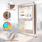Enclosed Cork Bulletin Board Tamper-Proof Dispaly Case, Aluminium Frame, All-Weather Cork Noticeboard, Outdoor Enclosed Cork Board for School, Office, Restaurant, Hospital (38 X 26 Inches)