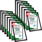 8.5" x 11" Acrylic Sign Holder Wall Mount, Acrylic Wall Sign Holder With Tape,Clear Plexiglass Self-adhesive Plastic Display Frame, Door/Window Sign Holder 12 pack No Drilling