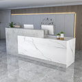 Reception Counter Desk With Lockable Drawers, Modern Retail Front Desk, Wooden Computer Table for Checkout Office, Beauty Salon, Lobby, Home Office