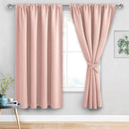 JIUZHEN Blackout Curtains for Bedroom - 70 x 63 Inch Extra Wide Privacy Assured Thermal Insulated Room Darkening Sliding Door Curtains for Living Room, Set of 2 Panels with Tiebacks, Blush Pink