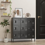 Aobabo 9 Doors Steel Storage Locker Cabinet for Employees, Metal Locker for School Office Gym Bedroom, Industrial Storage, Black, Assembly Required