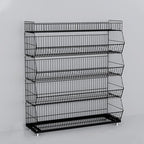 Commercial Supermarket Display Cart - 5-Tier Industrial Slanted Rolling Shelves Metal Storage Rack for Retail Store, Warehouse & Home Use, 110LBs/Tier Tool-Free Setup