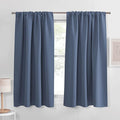 PONY DANCE Short Black Out Curtains 48 inch Long for Small Window, Rod Pocket Privacy Bathroom Draperies,Thermal Insulated Lighting Blocking Drapes for RV(2 Panels Set,Stone Blue, W42 x L48 inches)