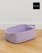 KALLAX Small Woven Basket, 12 x 8 x 4.5 Inches, Small Storage Baskets for Organizing, Gift Baskets Empty, Cute Rope Shelf Closet Storage Bins for Shelves, Dog Toy Basket, Purple