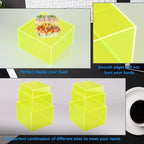 6Pcs Fluorescent Yellow Buffet Risers Acrylic Boxes Display Risers Food Risers for Buffet Table Display Riser for Platter Parties Weddings Catering Dessert Collectibles Figures Show ( 6''x7''x8'')
