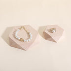 GemeShou 2pcs Wooden Jewelry display tray, Hexagon jewelry display riser, Jewelry retail shop photography props【Beech Hexagon tray-2pcs】