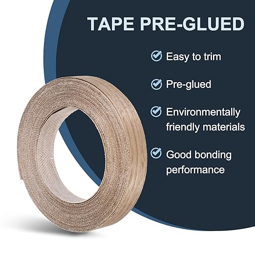 PATIKIL Walnut Edge Banding, 3/4 Inch x 25 ft Wood Veneer Tape Pre-glued Flexible Plywood Edge Banding with Hot Melt Adhesive for Furniture Restoration