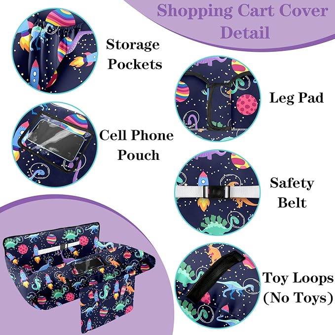 Shopping Cart Cover for Baby Girl Boy 2-in-1 High Chair Water Resistant High Chair Cover w/Phone Pouch Pocket Gender Neutral Cart Cover for Babies Padded Grocery Cart Cover for Baby