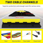 3 Pack Heavy Duty Rubber Cable Protectors with 2 Channel Ramps, 11000lbs Capacity Speed Bumps for Cables and Vehicles, Durable for Indoor and Outdoor Use