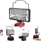 LIVOWALNY LED Work Lights Compatible with Milwaukee 18V Battery, 100W 10000LM 7" Flood Light Portable with USB & Type-C Charging Port & Low Voltage Protection 140° Pivoting Head, Battery Not Included