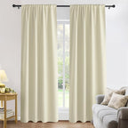 PONY DANCE Beige Blackout Curtains 80 inches Long 2 Panels Set for Bedroom, Thermal Insulating Privacy Curtains & Drapes for Doorway Temporary Door Alternative Accordion Door, W 42 x L 80