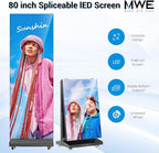 80 Inch LED Digital Signage Display, Foldable Seamless Stitching Kiosk, P1.86 GOB LED Screen Poster with Flight Case, Commercial Advertising Display for Events, Rentals and Weddings (Black, 2 Unit)