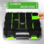 Tool Box with Transparent Lid, Double Side 34-Compartments Organizer Box with Removable Dividers for Hardware, Screws, Bolts, Nails, Beads, Jewelry and Fishing Accessories, Green, 4 Pack