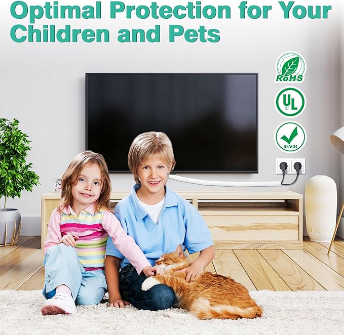 Dog and Cat Cord Protector 10ft - 1inch, Flexible Cable Sleeve for Easy Cord Management, Protects Cables from Pets Chewing, Ideal for USB, Power, Audio and Video Cords - White