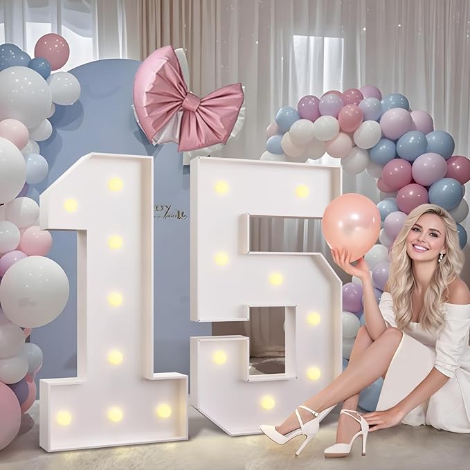 imprsv 3FT Marquee Numbers 30, Light Up Numbers for 30th Birthday Decorations Anniversary Party Decor, Number 30 Light Up Number, Pre-Cut Foam Board Kit