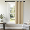 ChrisDowa Blackout Curtains 45 inches Long for Bedroom - Grommet Thermal Insulated Room Darkening Curtains for Living Room (1 Panel, Biscotti Beige, 38 x 45 Inch)