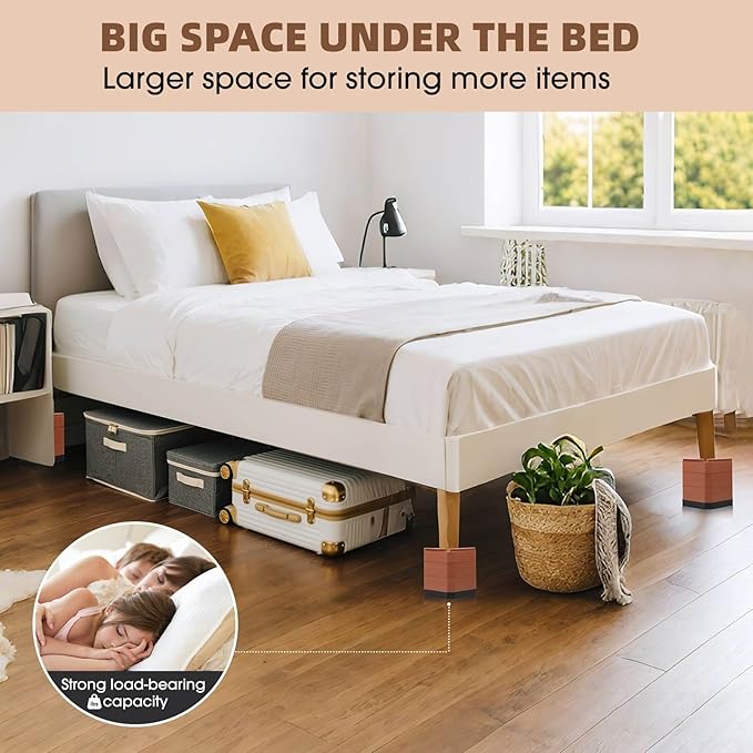 Furniture Risers Bed Risers - Rectangular Adjustable Block Riser for Raising 1.5-3 In. & 4.3 In. Beds, Tables, Sofas, Refrigerators, Washers - Up to 4,000 Pounds (Brown, Three Layers 4.3inches)