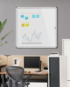 Mifuro 38"x38" Enclosed Bulletin Board, Lockable Weather-Resistant Aluminum Noticeboard for School & Office, Silver Frame w/Magentic Whiteboard