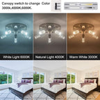 Dimmable LED Ceiling Spotlight Fixture，Adjustable Round Track Lighting, UL Driver Listed, 5-Light Directional Spotlight, Flush Mount Track Light Fixture, Canopy Switch Three Color changable.…
