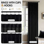 MIULEE Pinch Pleated Black Velvet Blackout Curtains 90 inches Long, Thermal Insulated Pinch Pleat Drapes with Hooks, Luxury Halloween Window Panels for Bedroom Living Room, 2 Panels