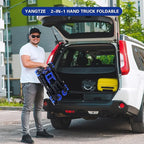 2-1 Folding Hand Truck Dolly,330LBS Capacity Dolly Cart,Foldable Dolly Hand Truck with Retractable Handle and 4 Rubber Wheels,Hand Cart Foldable for Luggage/Travel/Office/Moving