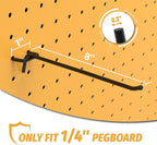 HUHOLE Black Pegboard Hooks 8 Inch, 25PC, Heavy Duty Pegboard Hooks, Fit 1/4" Peg Board
