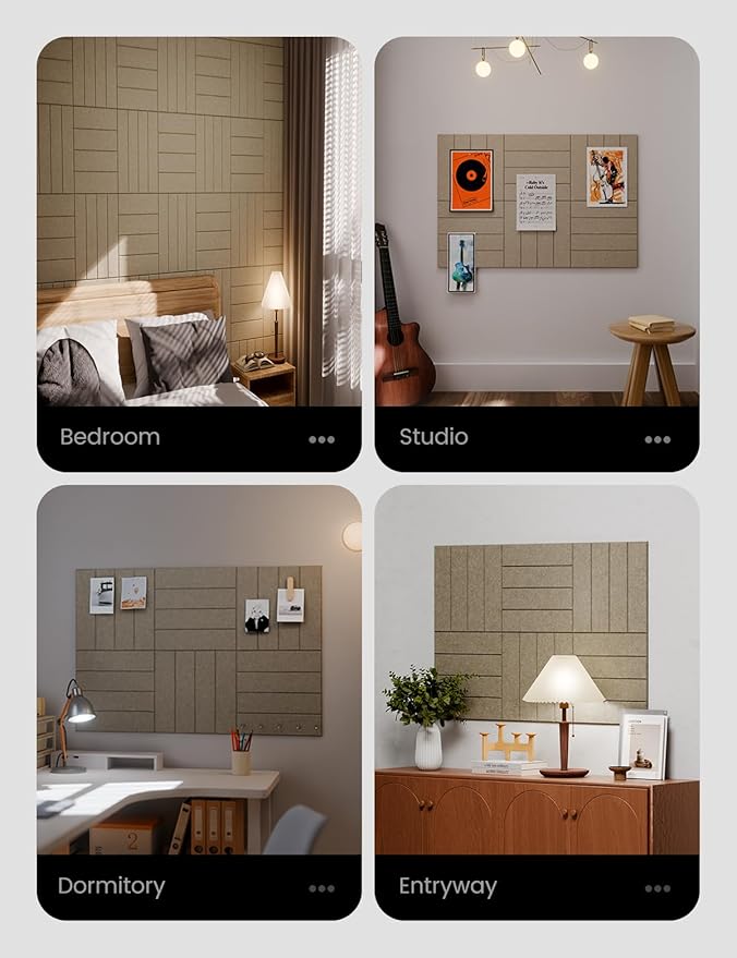 Large Felt Bulletin Board 36"x24" Cork Board Alternative - 6 Pack with 40 Safe Removable Adhesive Tabs, Cork Boards for Walls for Home Office Classroom Pin Board-Earth Brown