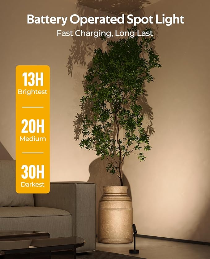 Spotlights Indoor, No-Glare Rechargeable Long Floor Can Light for Plants with Remote, Wireless Art Accent Spot Lights Uplight for Painting, Picture, Dartboard, Home, Corner Sofa Display