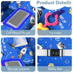 Shopping Cart Cover for Baby Girl Boy 2-in-1 High Chair Water Resistant High Chair Cover Blue Space Rocket Gender Neutral Cart Cover for Babies Padded Grocery Cart Cover for Baby