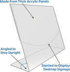 Mammoth DuraClear Acrylic Sign Holders 8.5 x 11 - Extra Thick and Durable Desktop Paper Sign Holders - Perfect for Retail and Booth Display Supplies - 12 Pack, Landscape