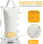 Extra Large Canopy Weights Bag Leg Weight for Pop up Canopy Tent Gazebo Patio Instant Outdoor Sun Shelter,120LBS Tent Weight Sand Bags (4Set White)