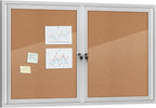 Mifuro 48"x30" Enclosed Bulletin Board, Outdoor Lockable Weather-Resistant Aluminum Cork Noticeboard for School & Office, Silver Frame w/Cork