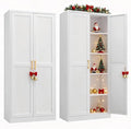 Kitchen Pantry Cabinet,71”White Metal Pantry Storage Cabinet with Doors and 4 Adjustable Shelves,Kitchen Cabinet with 2 Gold Handles,Tall Cabinet for Livingroom,Pantry, Bathroom,Kitchen
