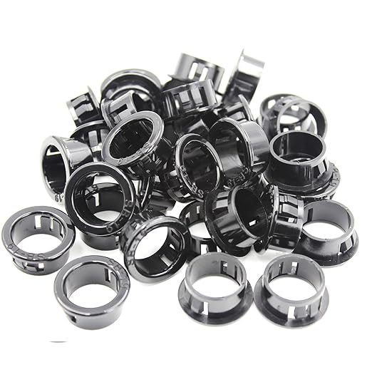 30 pcs Black Snap Bushing 11/16" (19 mm) Mounting Diameter, Plastic Cable Hole Grommets for Wiring, Round Nylon Snap in Locking Electrical Wire Cord Hose Tubing Bushings Grommets Protectors
